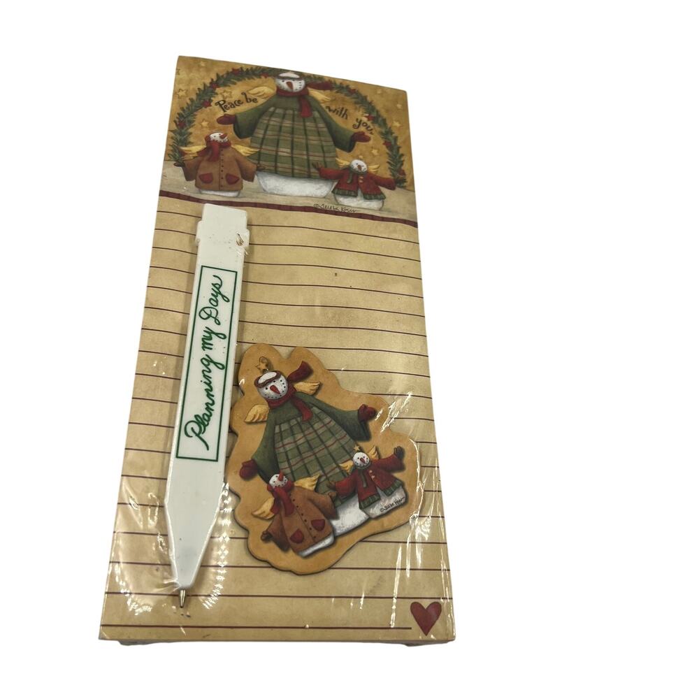 Vintage Snowman Grocery Magnetic Notepad,‎ Pen, and Extra Magnet NEW SEALED